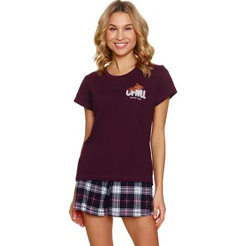 Dámské pyžamo Dámské pyžamo Chill teddy vínové M