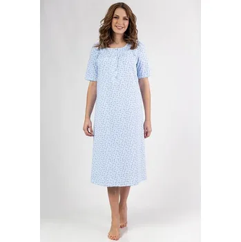 Dámská noční košile Bavlněná dámská košilka Anitta modrá květovaná XL