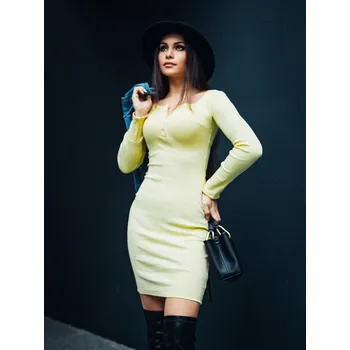 Dámské šaty Dámské VSB šaty vroubkované s knoflíkem VIKTORIE žluté