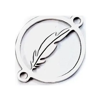 Přívěsek Přívěsek z nerezové oceli se dvěma očky - pírko 15x1,2 mm, ocel 304