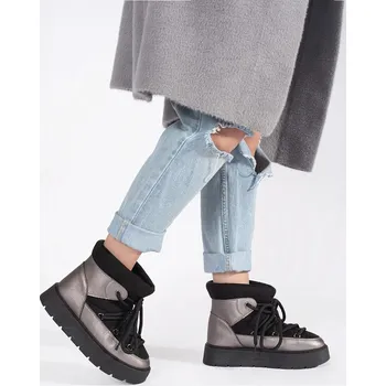 Dámské válenky Exkluzívní sněhule černé dámské na platformě 39