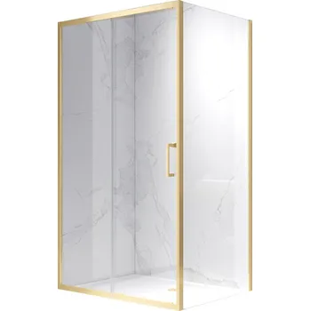 BPS-koupelny Obdélníkový sprchový kout HYD-OK104 100x90 zlatý kartáčovaný/transparent - bez vaničky