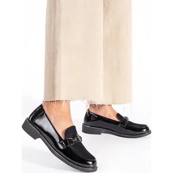 Dámské mokasíny Klasické černé mokasíny dámské na plochém podpatku 36