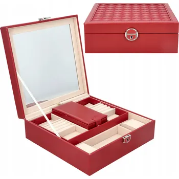 Šperkovnice ŠPERKOVNICE KRABIČKA ORGANIZÉR NA ŠPERKY C1 ČERVENÁ