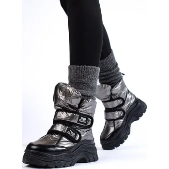 Dámské válenky W. Potocki Pěkné sněhule stříbrné dámské bez podpatku 38