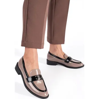 Dámské mokasíny Zajímavé béžové mokasíny dámské na plochém podpatku 36