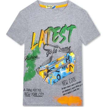 Chlapecké tričko - KUGO TM8577C, šedý melír Barva: Šedá, Velikost: 152