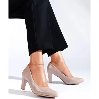 Dámské lodičky Goodin Praktické béžové dámské lodičky na širokém podpatku 37