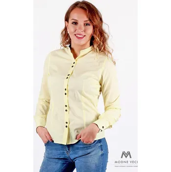 Žlutá košile se stojáčkem pro ženy ve slim fit střihu VS-DK 1733