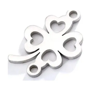 Přívěsek Přívěsek z nerezové oceli se dvěma očky - čtyřlístek 16 mm, ocel 304