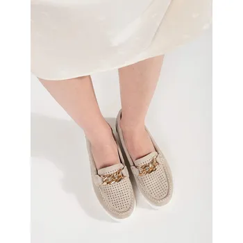 Dámské mokasíny Goodin Klasické béžové dámské mokasíny na platformě 38