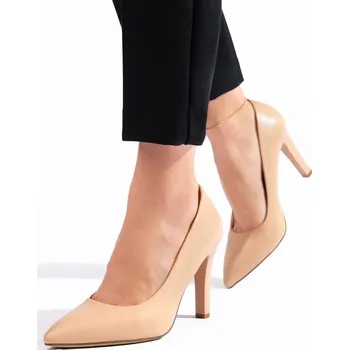 Dámské lodičky Sergio Leone Moderní dámské lodičky béžové na širokém podpatku 39