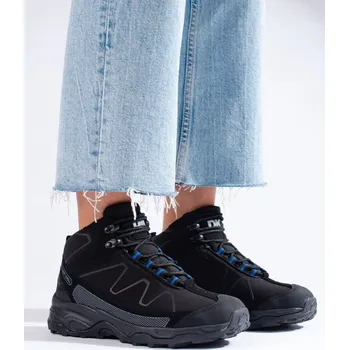 Dámská treková obuv DK Komfortní dámské černé trekingové boty bez podpatku 40