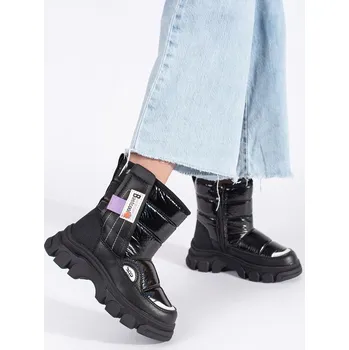 Dívčí kozačky Pohodlné kotníkové boty dětské černé bez podpatku 29