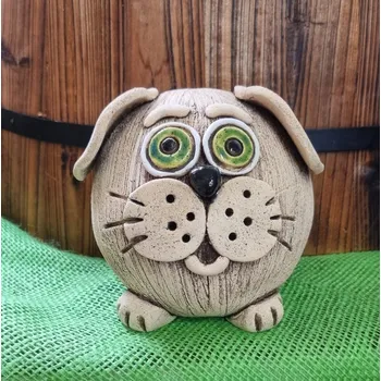 Zahradní dekorace Keramický pes - veselé zvířátko - dekorace do zahrady - menší