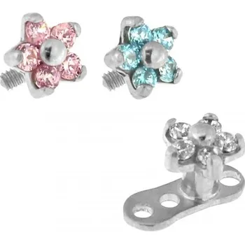 Piercing Piercingate Náhradní vrchní díl pro microdermal ND00015 - Další rozměry: Průměr kytičky: 4 mm, Barva/Motiv: Čirá, Průměr tyčky: 1,2 mm