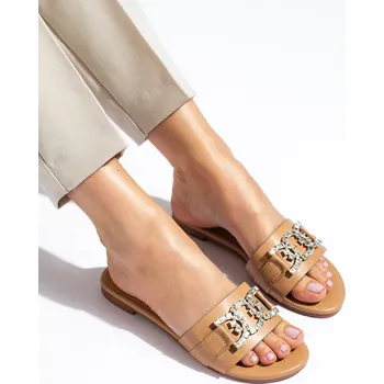 Dámské žabky Krásné béžové nazouváky dámské bez podpatku 37