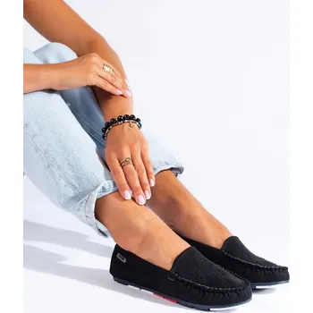 Dámské mokasíny Goodin Stylové mokasíny dámské černé bez podpatku 37