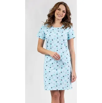Dámská noční košile Dámská noční košile Betina tyrkysová s puntíky M