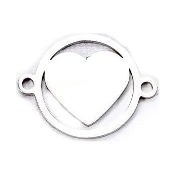 Přívěsek Přívěsek z nerezové oceli se dvěma očky - srdíčko 15x1,2 mm, ocel 304