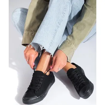 Dámské tenisky Stylové dámské černé tenisky bez podpatku 37