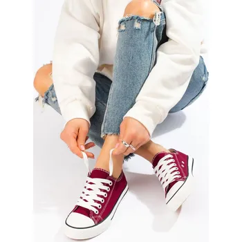 Dámské tenisky Krásné bordové dámské tenisky bez podpatku 37