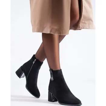 Dámské polobotky Goodin Praktické černé dámské kotníkové boty na širokém podpatku 37