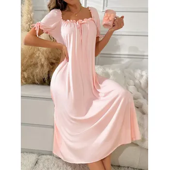 Dámská noční košile Dlouhá noční košilka Barva: Růžová, Velikostní tabulka: L