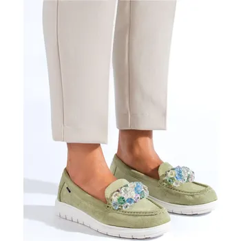Dámské mokasíny Goodin Krásné zelené mokasíny dámské bez podpatku 36