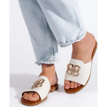 Dámské žabky Stylové bílé dámské nazouváky bez podpatku 37