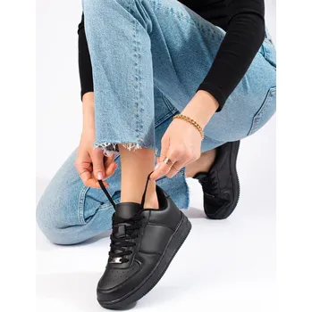 Dámské tenisky Moderní černé tenisky dámské bez podpatku 36