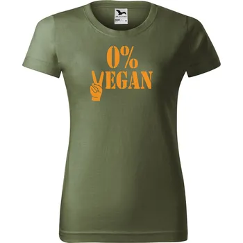 Dámské tričko DOBRÝ TRIKO Dámské tričko s potiskem 0% vegan Barva: Khaki, Velikost: L