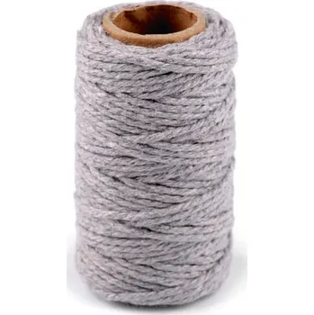 Příze Bavlněná šňůra 2mm šedá (Bavlněná šňůra)