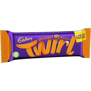 Čokoláda Cadbury Twirl 2 tyčinky z mléčné čokolády s příchutí pomeranče 43 g