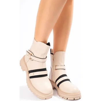 Dámské polobotky Goodin Originální dámské béžové workery na plochém podpatku 38