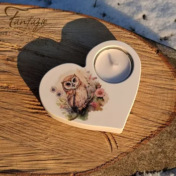 Svícen Atelier Fantazie - Svícen bílý - srdce IX - sněhulák