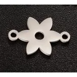Přívěsek z nerezové oceli se dvěma očky - kytička, 14x9 mm, ocel 304