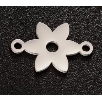 Přívěsek Přívěsek z nerezové oceli se dvěma očky - kytička, 14x9 mm, ocel 304