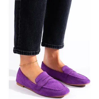 Dámské polobotky Praktické polobotky dámské fialové bez podpatku 36