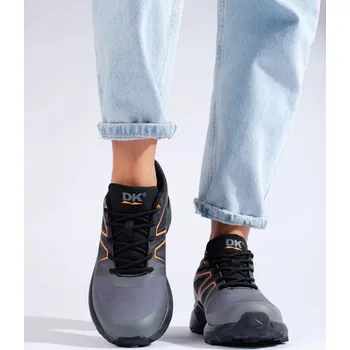 Dámská sportovní obuv DK Krásné dámské šedé trekingové boty bez podpatku 37