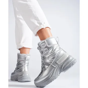 Dámské válenky W. Potocki Moderní sněhule dámské stříbrné bez podpatku 38