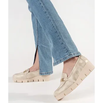 Dámské mokasíny Goodin Originální mokasíny zlaté dámské na klínku 41