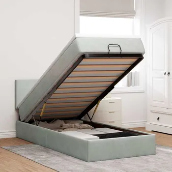 Postel vidaXL Osmanský rám postele s matrací 100x200cm samet [3312531] Barva: světle šedá