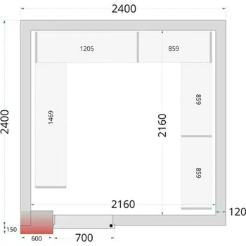 TEFCOLD CR 240×240×220 120 mm | Mrazicí Box Místnost 9,14 m3 | PUR Stavebnicový Mrazicí Box vč. dveří a podlahy