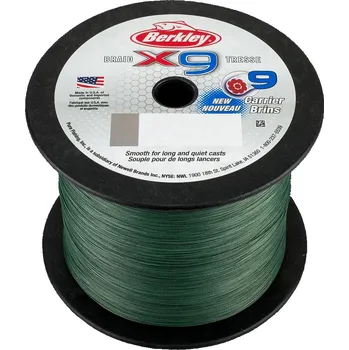 Berkley šňůra X9 0.40mm 45.60kg, zelená (Rybářská šňůra pletená z devíti vláken.)