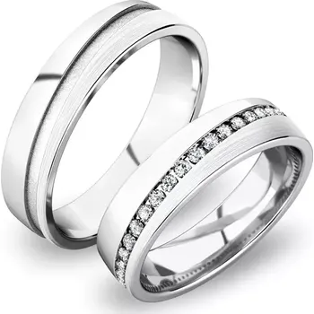 Prsten Snubní prsteny bílé zlato 585 zirkon 0.200 ct G/SI SP-61056