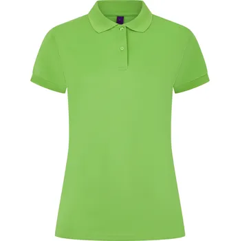 Dámské tričko Henbury Dámská polokošile Coolplus s pleteným límcem Barva: Limetková zelená, Velikost: S W476