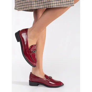Dámské mokasíny Goodin Zajímavé mokasíny dámské bordové na širokém podpatku 36