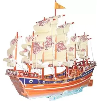 ostatní stavebnice Woodcraft Dřevěné 3D puzzle Barevná plachetnice PC131