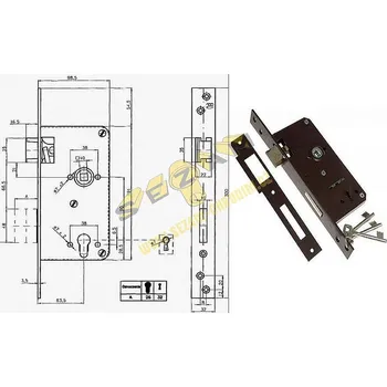 Dveřní kování vratový zámek P 90mm DOZICKÝ klíč POLSKO 027052 ZP-CZ-120